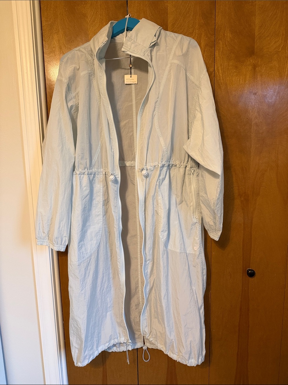CALIA by Carrie Underwood Light Blue Hooded Longline Trench Coat